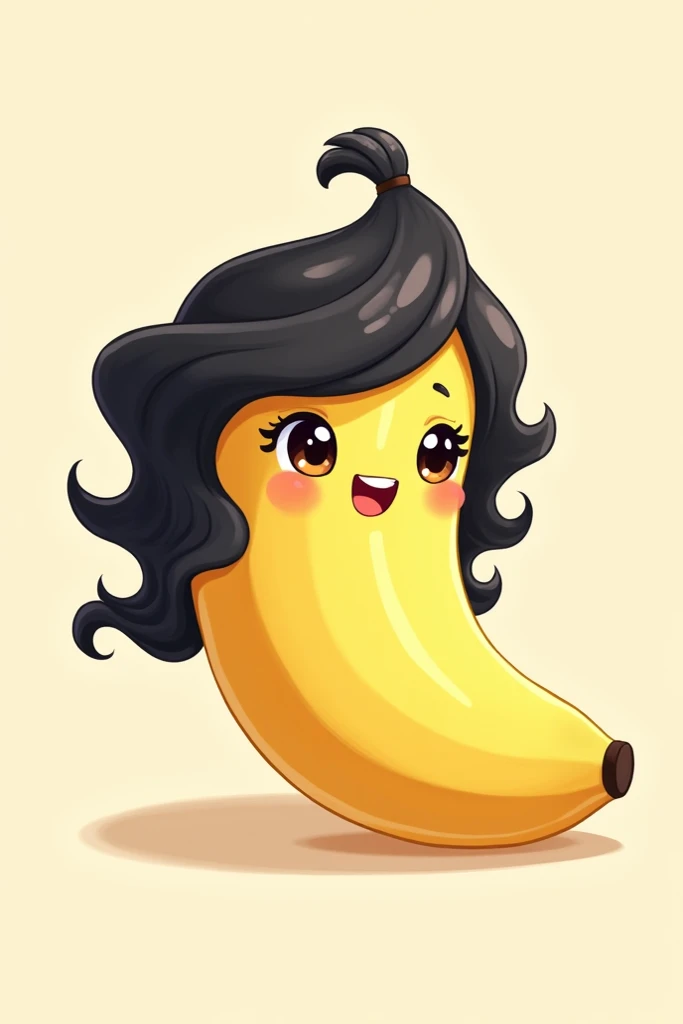 A small and pretty banana with black hair