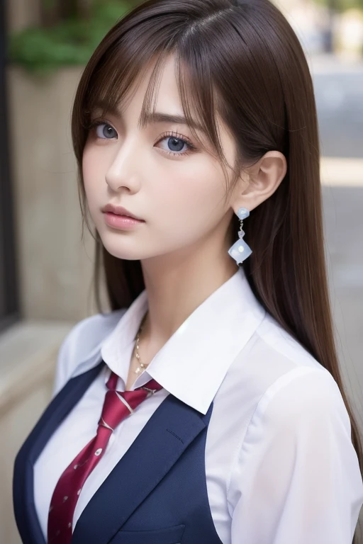  1 girl, Alone,  high definition , chest,pretty girl　 the most beautiful woman in the world　president　suit　Rich　 Tall　 Older sister 　 Career Woman 　 and the nose is tall　As Rin 　 BIG CHEST , masterpiece,  best quality,  sexy　Half Japanese　 shirt 　 ties　Hig...