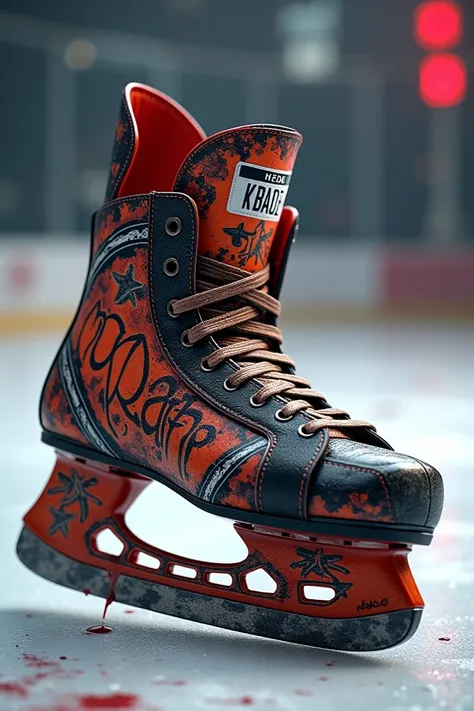 A graffiti tattoo style ice hockey skate