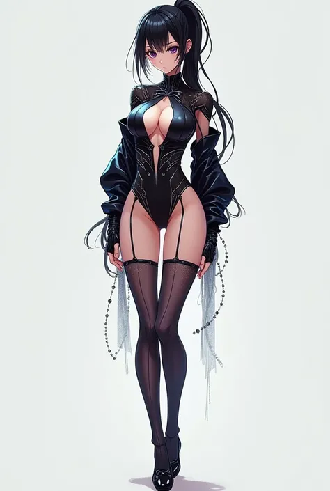 Masterpiece, very detailed outfit, finest quality,  ((beautiful anime face)), (full body image), big sparkling eyes, ((very tall sexy girl)), Stellar blade game,  sexy girl, sexiest futuristic cyber outfit,  ((transparent nude body)), erotic, revealing, lo...