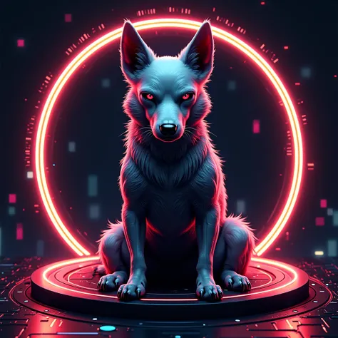 circle frame, cyber punk dog, memecoin , circle coin, meme dog on coin , bold , sharp