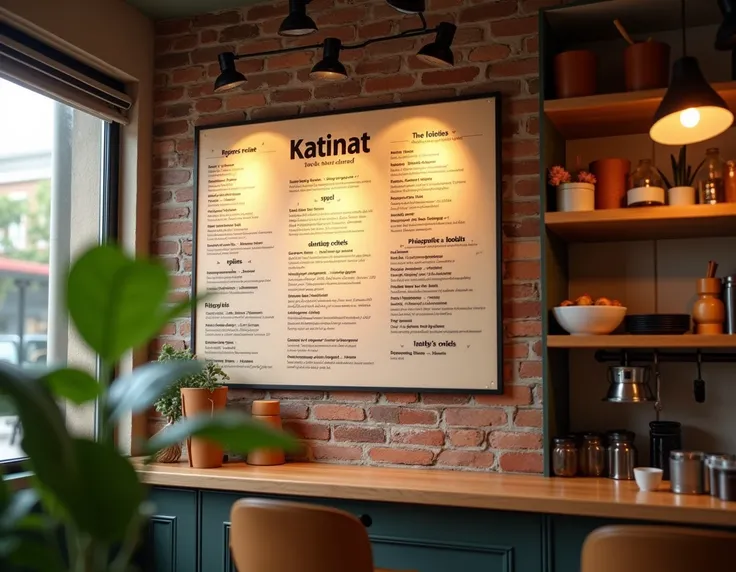 create a menu on the wall of the cafe brand "katinat"