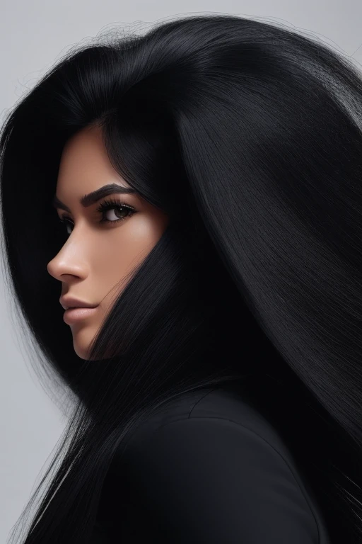 jet black hair,most very long hair,most very lion hair,most very wolf hair,most very frizzy hair,coarse hair,most very spread hairstyle,thick hair,fluffy hair,most very heavy weight hair,hair covering left eye,heavy looking hairstyle,most very voluminous h...