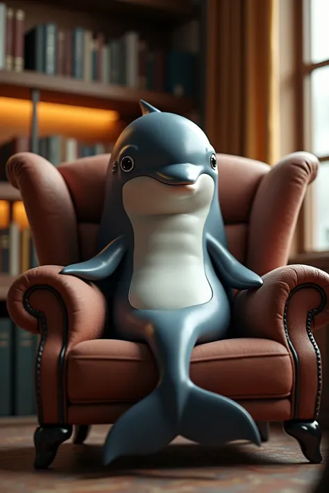 Dolphin sitting in a chair