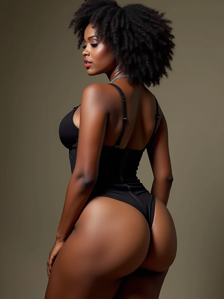 Mode Cruelle :EXTREMELY MASSIVE HIPS BUTTOCKS: GRANDES HANCHES LARGES : ÉNORMES FESSES : hanches saillantes entre parenthèses larges : Belle femme afro-américaine-latina-brzilian-malaise avec Mode Cruelle, de derrière : mise au point nette sur les yeux : b...