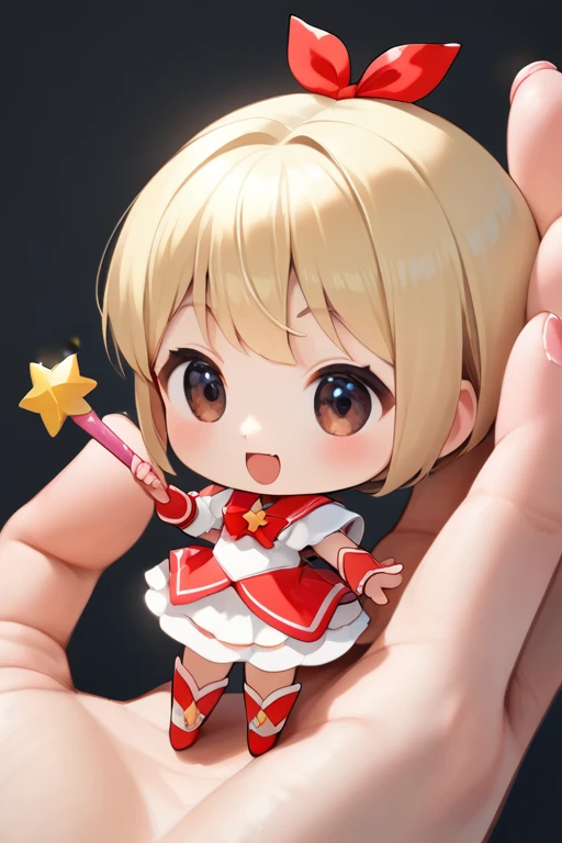   score_9,   score_8_up,   score_7_up,   score_6,   score_5_up,   score_4_upanime break，  very young girl  ，cute, Chibi，Tiny,   Holding a Magic Wand a Magic Wand， Magical Girl ， Magic Rim， bob cut ,    red ribbon  ,  Dark Eyes，