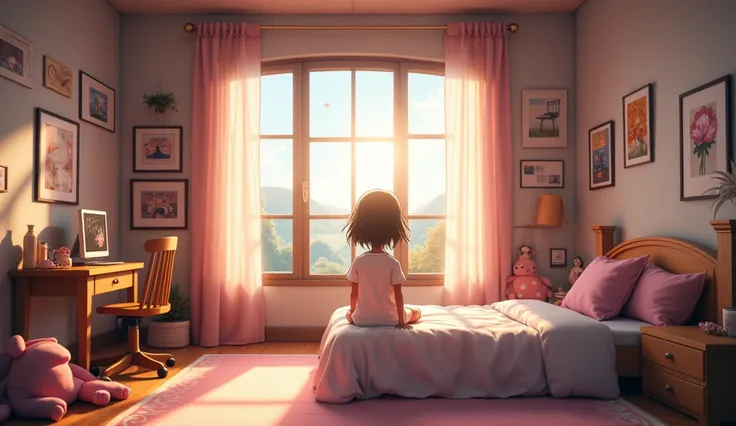 Anime background girl room, Cinematics, 8K, Fotorrealista, atmosphere