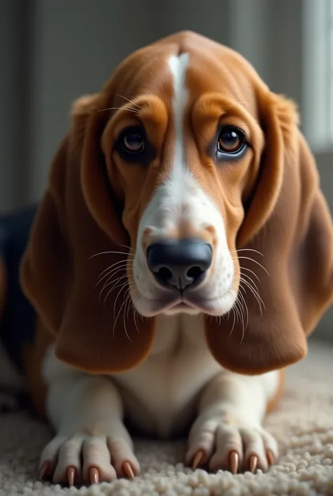 Beautiful basset dog eyes in love looking at me