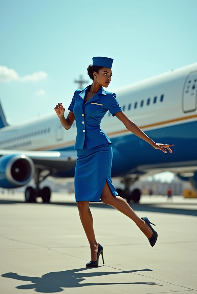 HIP-HOP DANCER WEARING AIR HOSTESS COSTUME / STEWART HAS A PLANE, A BLUE OUTFIT STREAM 