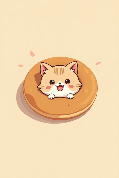 Cute cat stuck inside a donut, only head and ears are visible, kawaii, smiling, cute