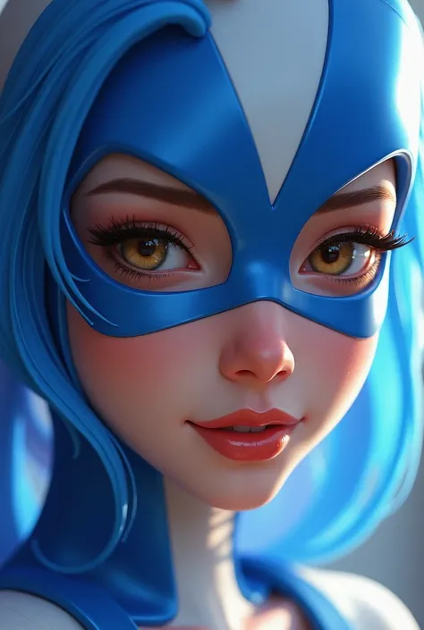 a close up of a woman in a blue and white costume, a character portrait by stanley artgerm, trending on cg society, fantasy art, graphic artist artgerm, moebius + artgerm, extremely detailed artgerm, style artgerm, artgerm julie bell beeple, artgerm style,...