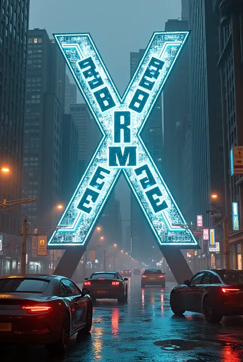 Imagine a main sign outdoor crashing  written [XTREME] in abstract cyberpunk style 