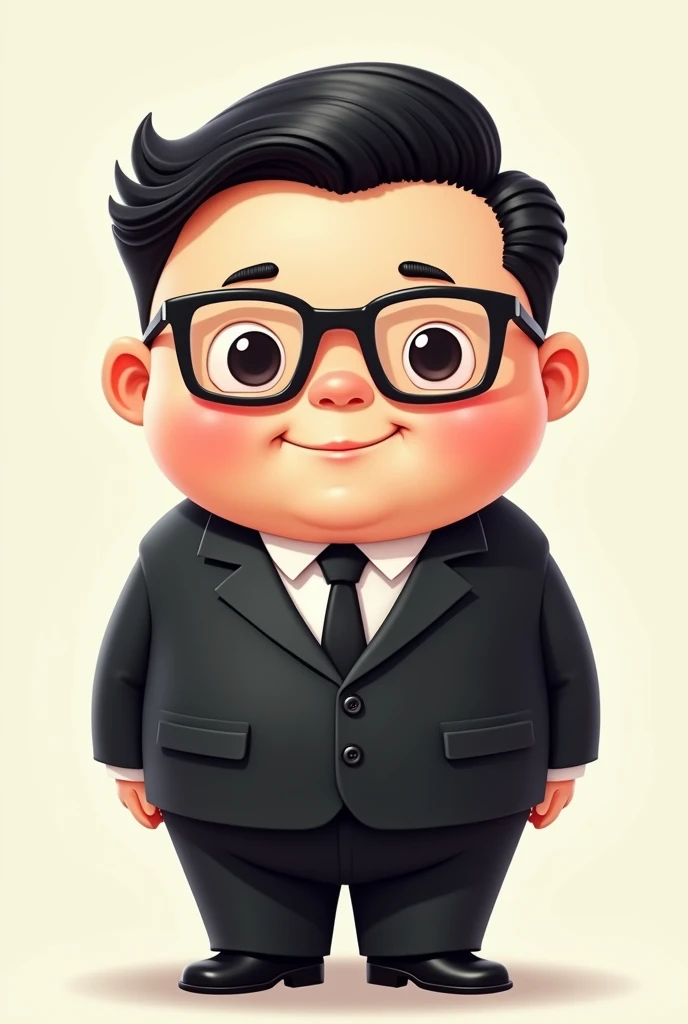 One Man　  chibi　　Glasses　Suit black hair,  chubby
