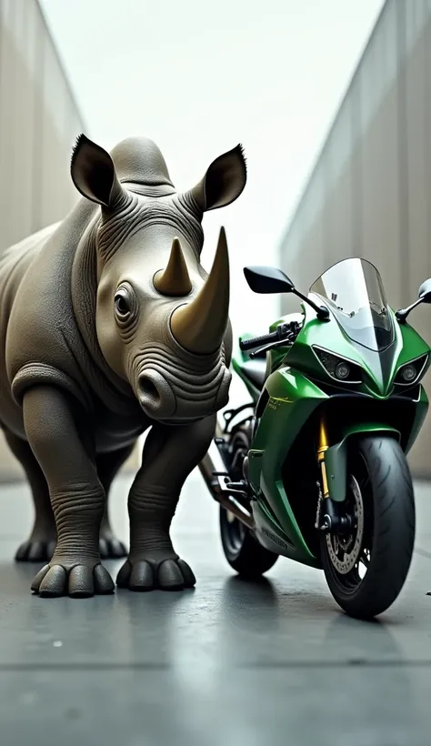 Rhino and ZX10r standing together