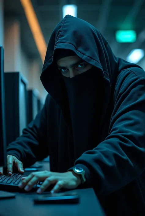 a muslim theif stealing computers