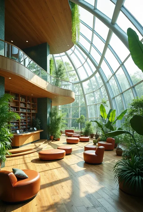  Large glass windows, Maximizing natural light with skylights.
Recycled wood, Bamboo flooring, Eco-friendly furniture.
Natural ventilation system. Use of upcycled furniture and recycled materials.
Solar lighting, Energy-efficient facilities.
Connect greene...