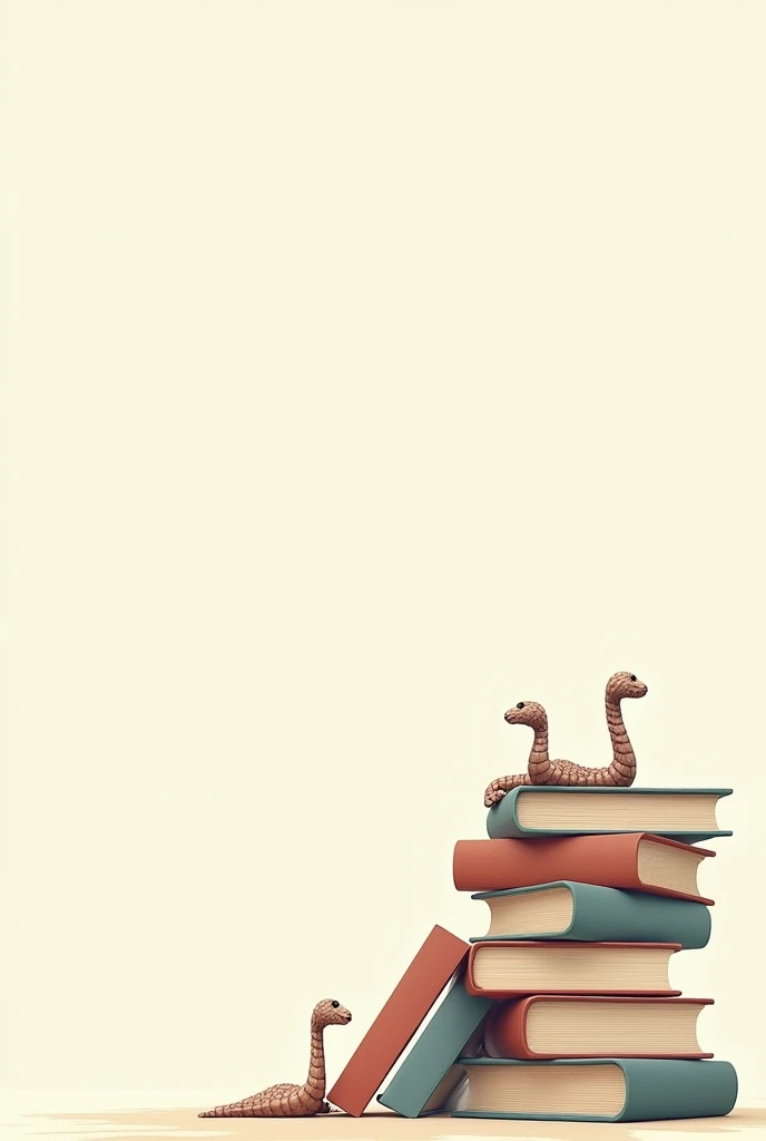 A page cover with minimalist style, showing books and bookworms. This page is writing book review and selling books.