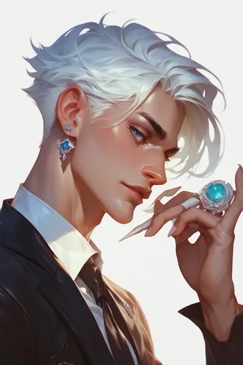   higher quality  ,   Very detailed , A boy,  20 ans, Raccourcis, white hair, 