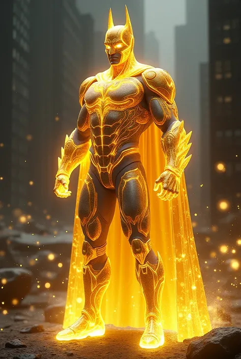 Batman fusion with  golden  big crystal 