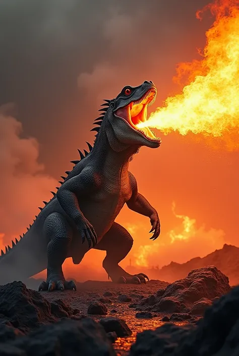 Volcanic Komodo breathes fire