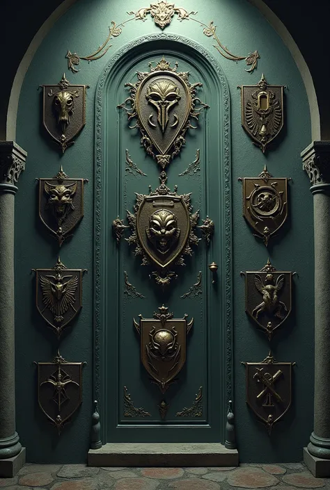 Create a ,  wall with FACULTY COATS of arms for this school, ( Enigma — for those )


 Academy  " Mordenfell "
school,  that have been haunted for their unique abilities ,  to be discovered ,  ,  was founded by exiled magicians . " Mordenfell "  is not acc...