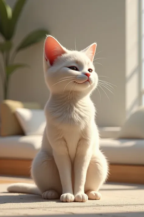 Delivering a very beautiful cat lying in the leaner room 3d animation 