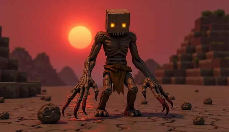 Here’s a prompt for a Minecraft Husk in real life:

"Create an image of a Minecraft Husk reimagined in a realistic style. The creature has a gaunt, zombie-like human form with sunken, glowing yellow eyes that pierce through the dark surroundings. Its decay...