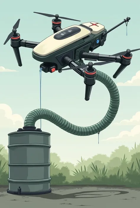 water drone sprayer with hose connected with drum
