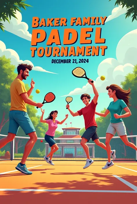 Create a poster for me
Baker Family Padel Tournament
Fun Day
21 December 2024
