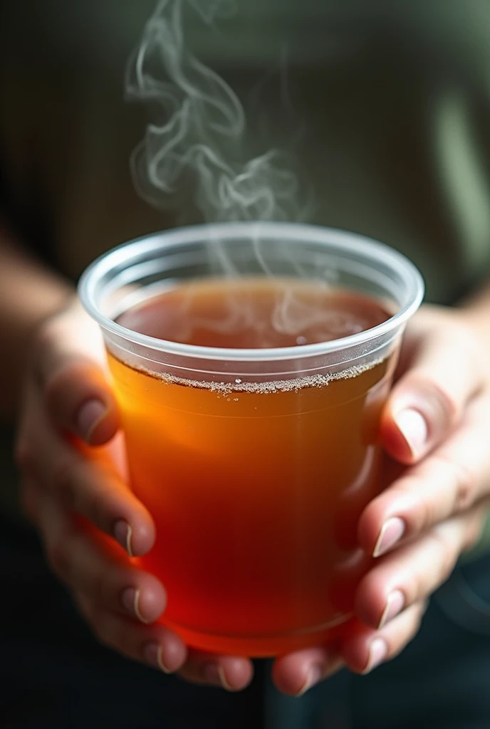 Herbal tea in a plastic cup