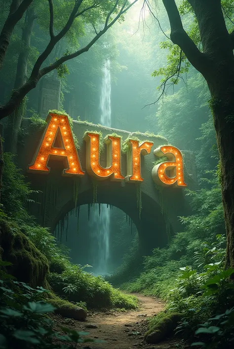 That name AURA in giant letters half buried in the jungle 