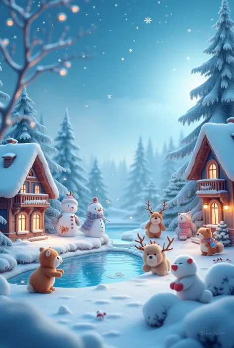 Please generate the Christmas cute theme with blue weather

