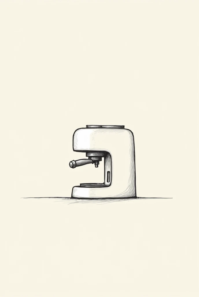 Coffee machine，Clear structure，Hand-drawn，Line Art，Simplicity， sense of design 