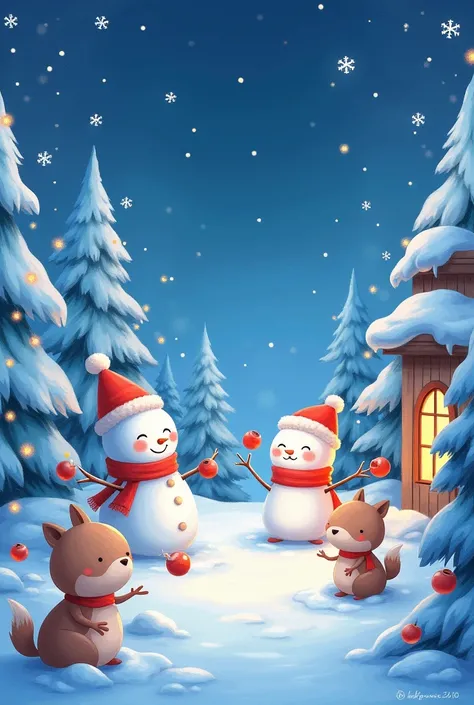 Please generate the Christmas cute theme with blue weather in simple way

