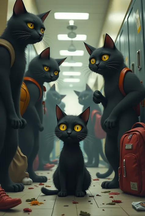 Black cat being bullied at school