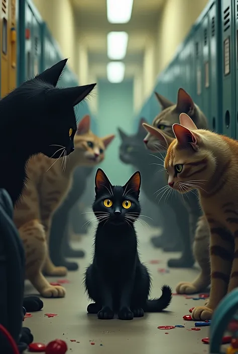 Black cat being bullied at school