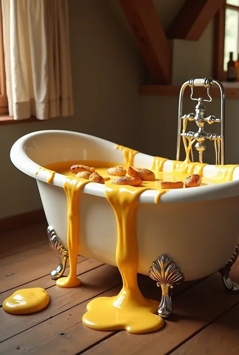 Une magnifique baignoire remplie de raclette 