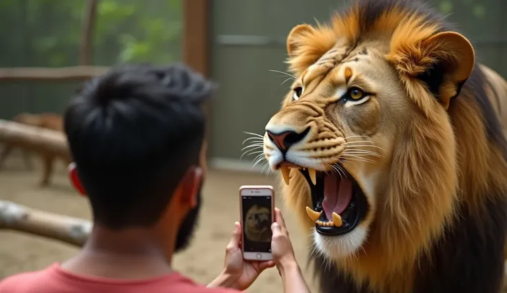  A 38-year-old Indian man paid the price  ,  when he acted stupidly ,  to jump into the lions den to take a selfie with "lord of the steppe  