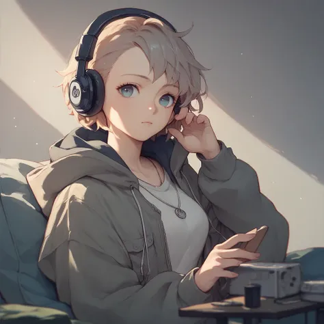  headphones, anime, Girl wearing LOFI 