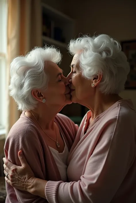 Older lesbians kissing 