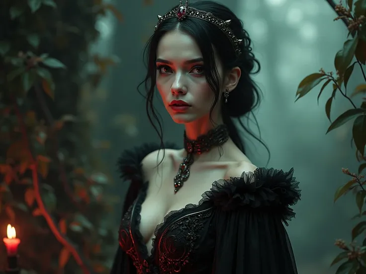 Beautiful statuesque vampire woman,with accessories