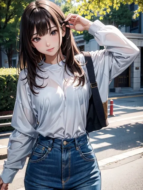  female college style fashion
break
((Random expression、random mouth))、
break
Solo,25-year-old woman、slender body、small breasts,sexy Lip、Dark brown hair、bangs、Translucent skin， the skin is fair 、Medium hair、Moist eyes、Gentle eyes、Gentle look,  Dark brown e...