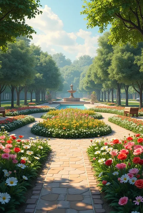 Beautiful flowers park sight not water 