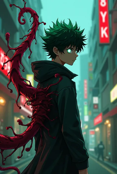 Izuku Midoriya en Tokyo Ghoul  con un kagune 