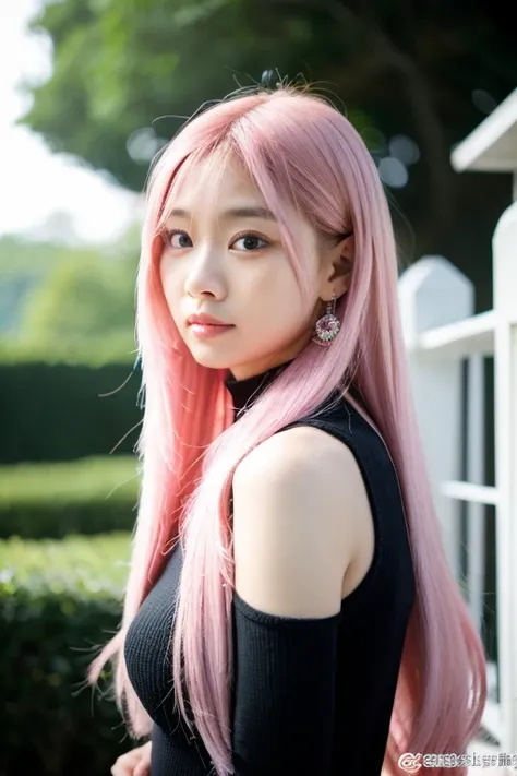 นมใหญ่, miniskirt , long pink hair