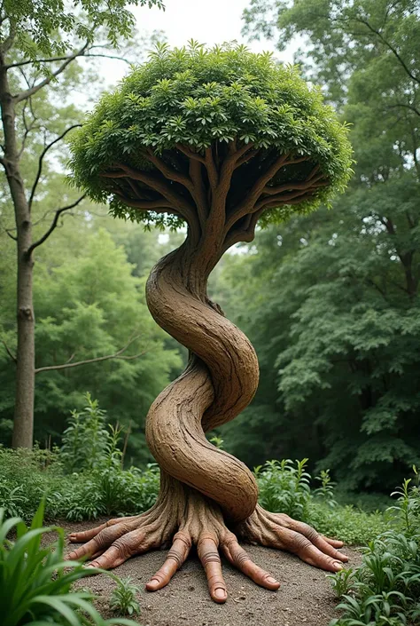 a tree made by human hands and feets