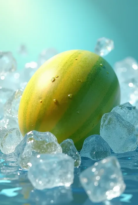 Create an image of fresh melon crumpled ice