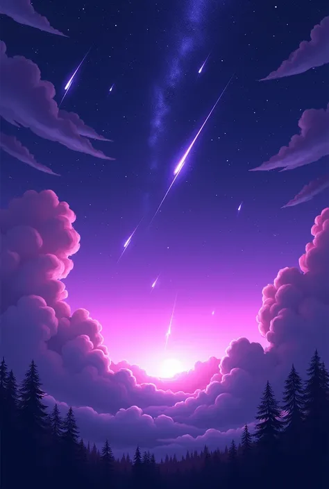 Night Sky　Purple　A lot of stars　Meteor Shower