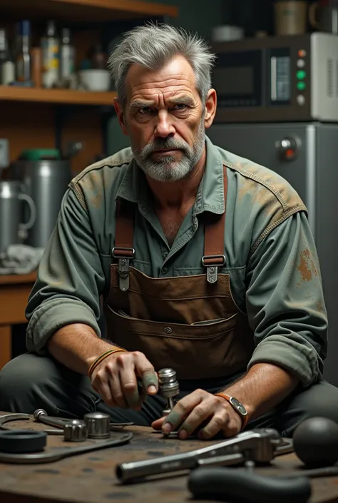 38-year-old white man working repairing appliances 