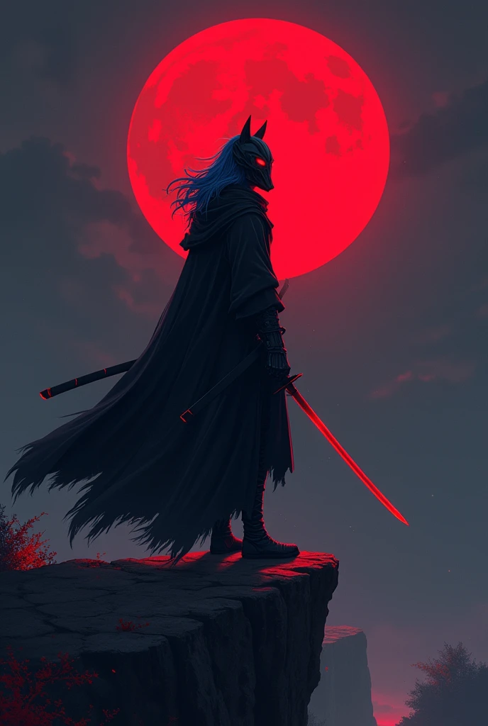 Kailo the character name was almost burned to death in the forest and was taken to the Dark Clan and gave him a black kimono, black medieval inspired long cape, a bone made mask that resembles a wolf with glowing shaded lenses that cover his whole face whi...